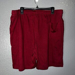 Burgundy Lounge Sleep Shorts XL Elastic Waist Cotton Blend Comfort